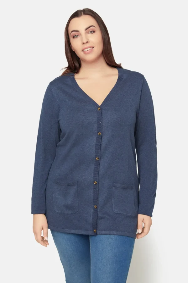 Basic Cardigan - Naval Melange