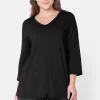 Basis T-shirt - 3/4 ærmer - Mørkeblå