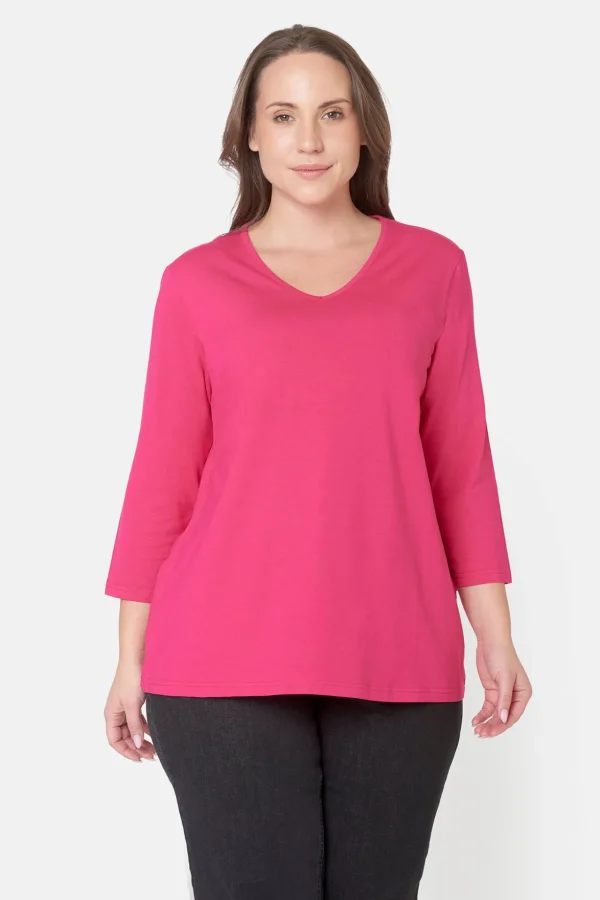 Basis T-shirt - 3/4 ærmer - Pink