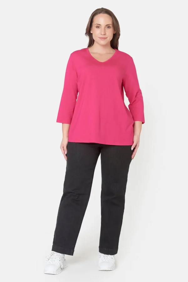 Basis T-shirt - 3/4 ærmer - Pink