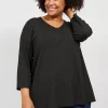 Basis T-shirt I A-facon Med 3/4 ærmer - Sort
