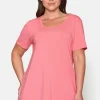 Basis T-shirt I A-facon Med Korte ærmer - Sunkist Coral