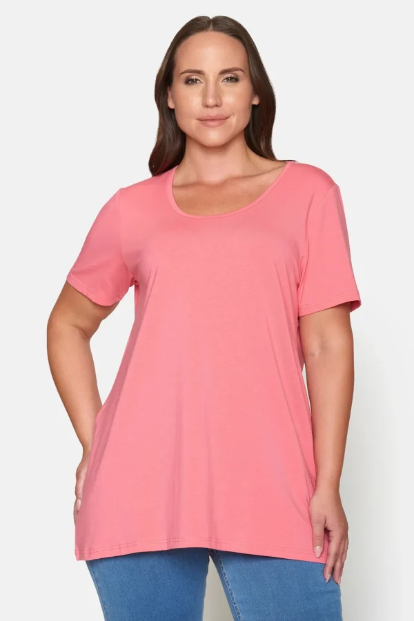 Basis T-shirt I A-facon Med Korte ærmer - Sunkist Coral