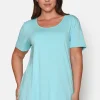 Basis T-shirt I A-facon Med Korte ærmer - Dusty Turquoise