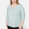 Basis T-shirt I A-facon Med 3/4 ærmer - Blue Haze