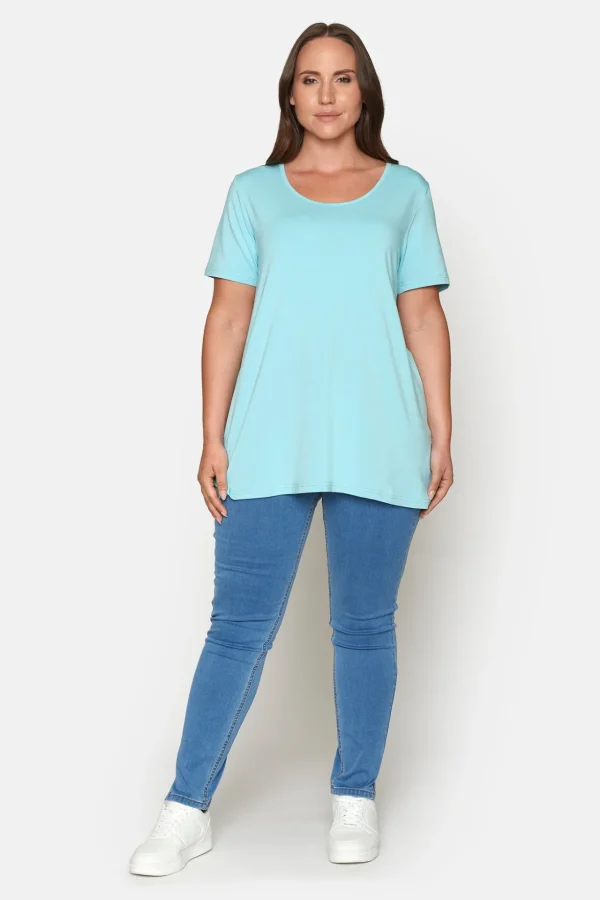 Basis T-shirt I A-facon Med Korte ærmer - Dusty Turquoise