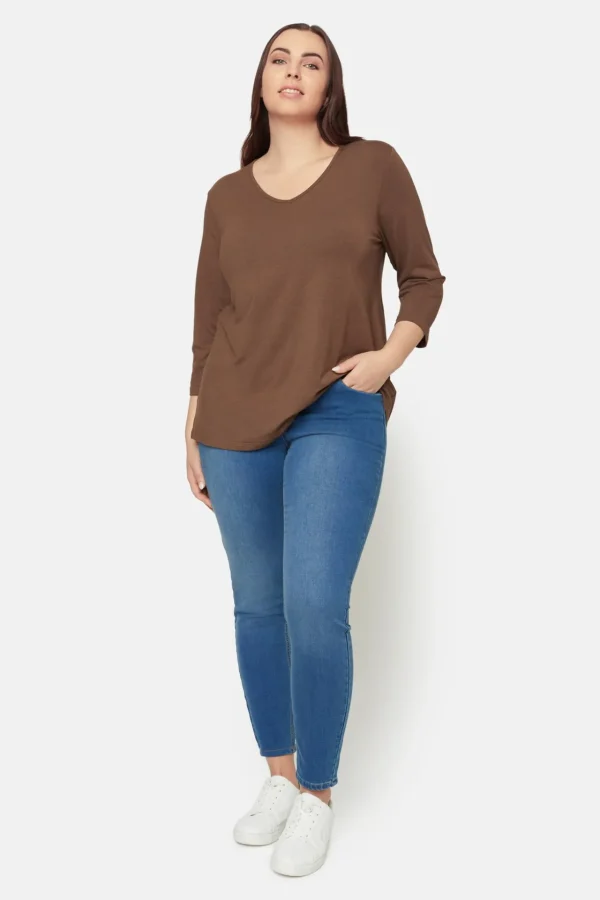Basis T-shirt I A-facon Med 3/4 ærmer - Chocolate Martini