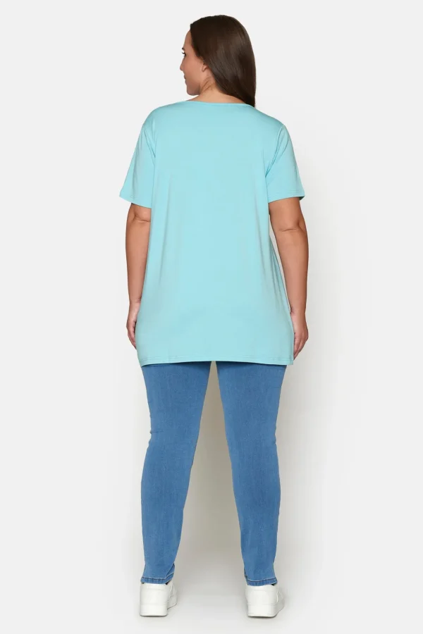 Basis T-shirt I A-facon Med Korte ærmer - Dusty Turquoise