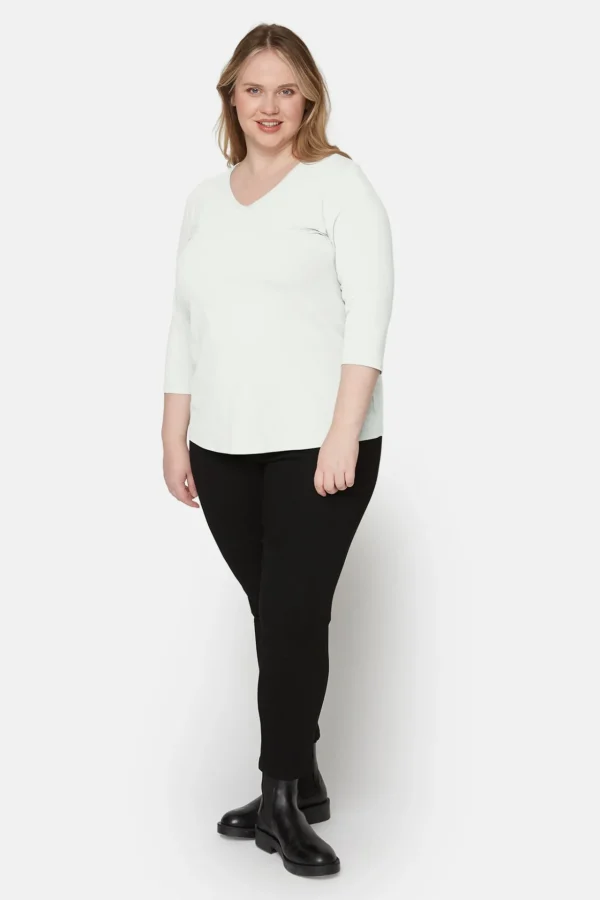 Basis T-shirt I A-facon Med 3/4 ærmer - Hvid
