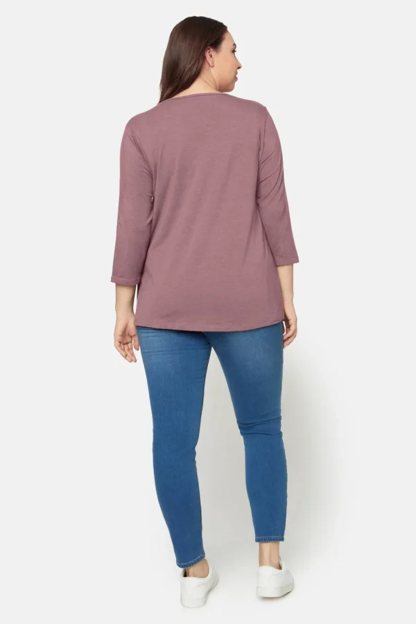 Basis T-shirt I A-facon Med 3/4 ærmer - Gammel rosa