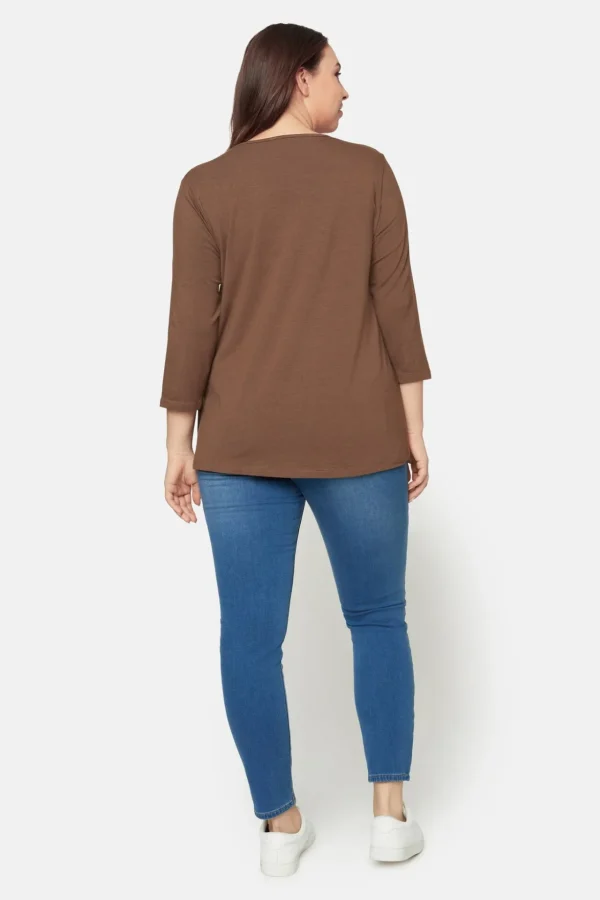 Basis T-shirt I A-facon Med 3/4 ærmer - Chocolate Martini