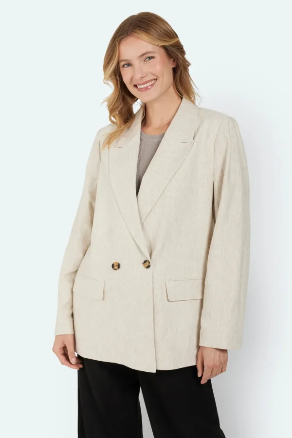 Blazer - Sand Melange - oversized pasform