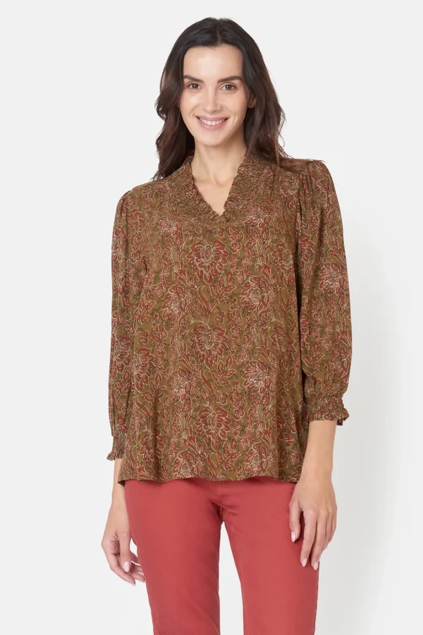 Bluse - Oliven mix