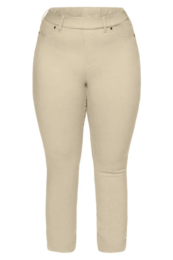 7/8 Bukser, Sofia, Slit Fit - Light Beige