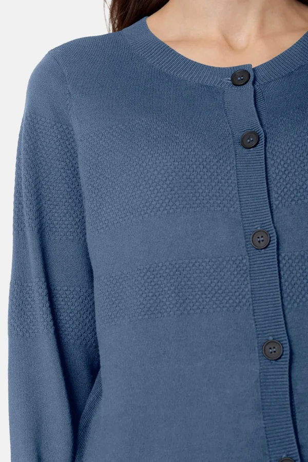 Cardigan O-hals - Blue Horizon Melange