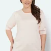Halv-ærmet Pullover - Light Rose Melange