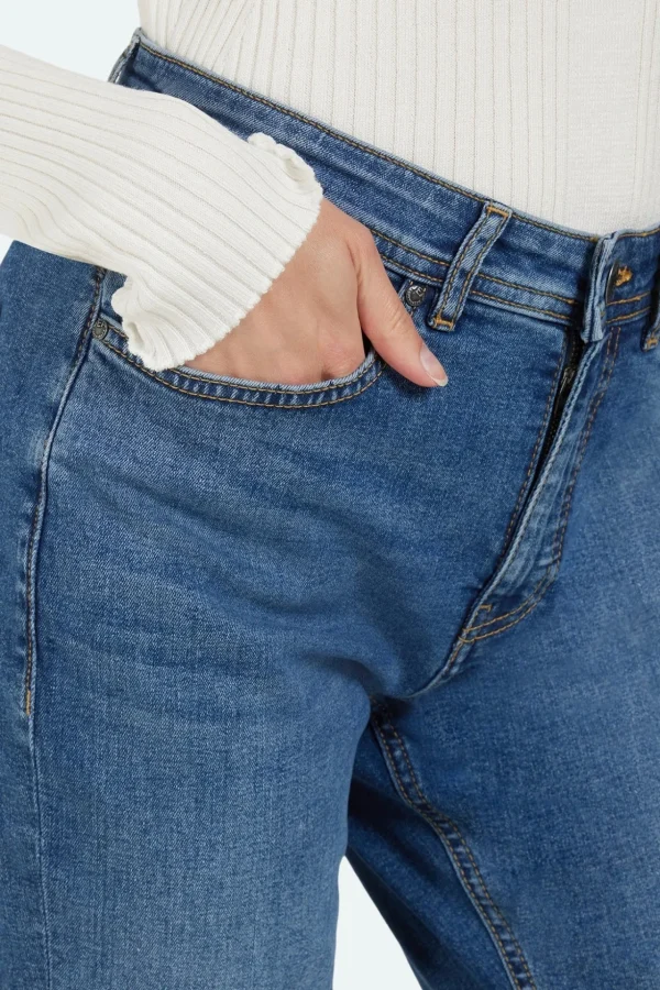 Jeans - Medium Blå denim - Høj talje