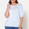 Kortærmet strik pullover - Blå Melange