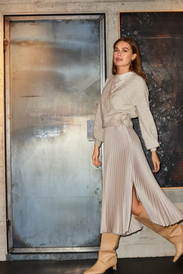 Plisse nederdel - Beige