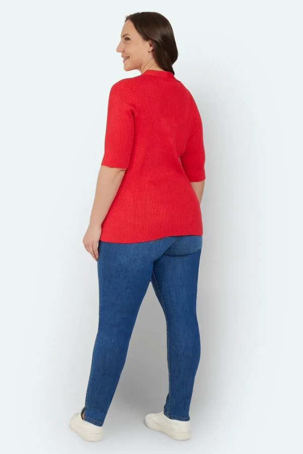Pullover - Neon Rød Melange