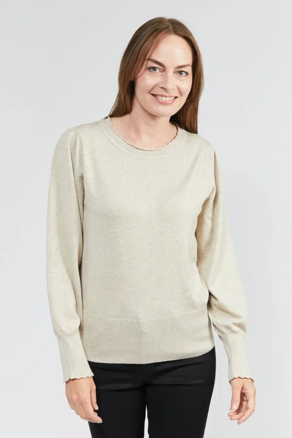 Pullover Med Pufærmer - Rainy Day Melange