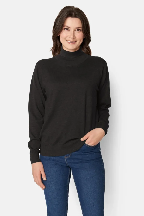 Pullover Med Rullekrave - Black