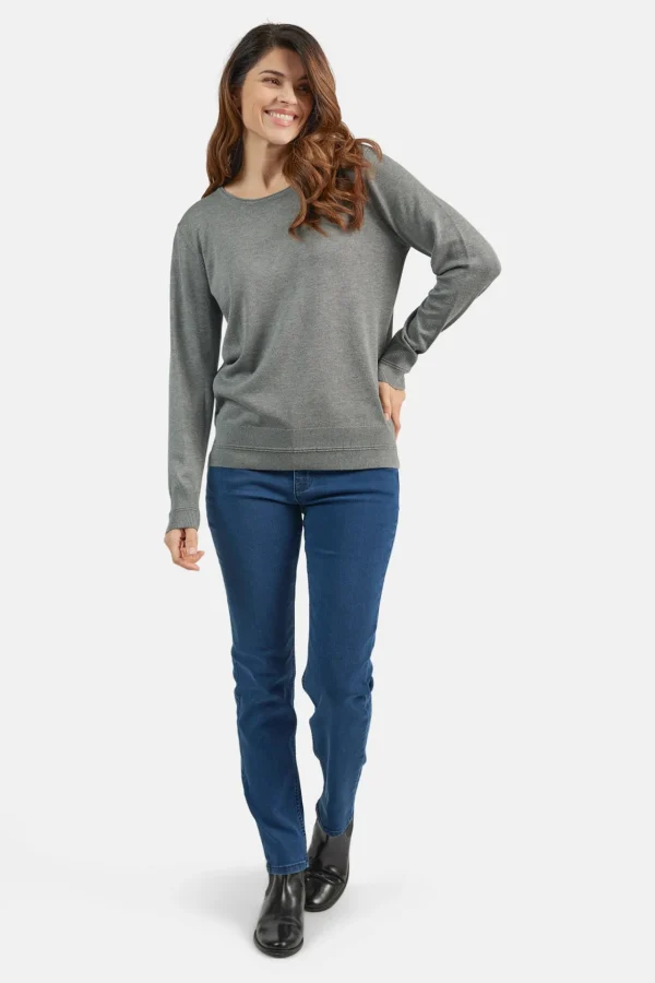 Pullover O-hals - Grey Melange