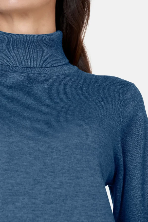 Pullover Rullekrave - Blue Horizon Melange