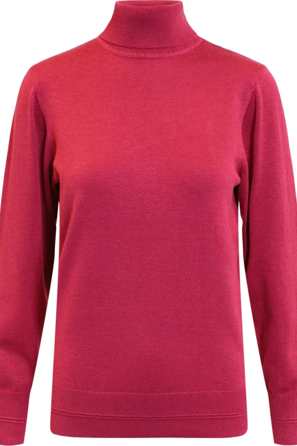 Pullover Rullekrave - Fuchsia Red Melange