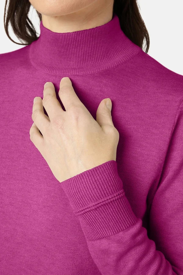 Pullover Rullekrave - Fuchsia Red Melange