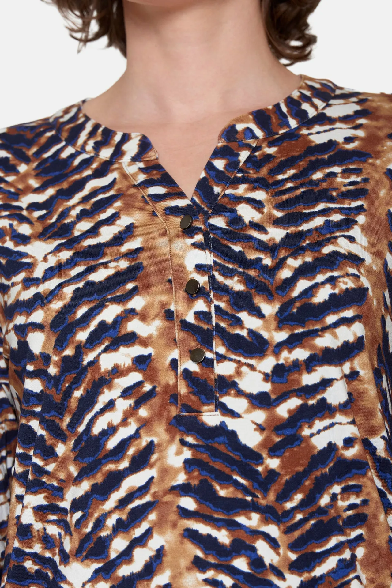 rmet_bluse__rust_brun_mi_1.webp 3/4 ærmet Bluse - Rust Brun Mix