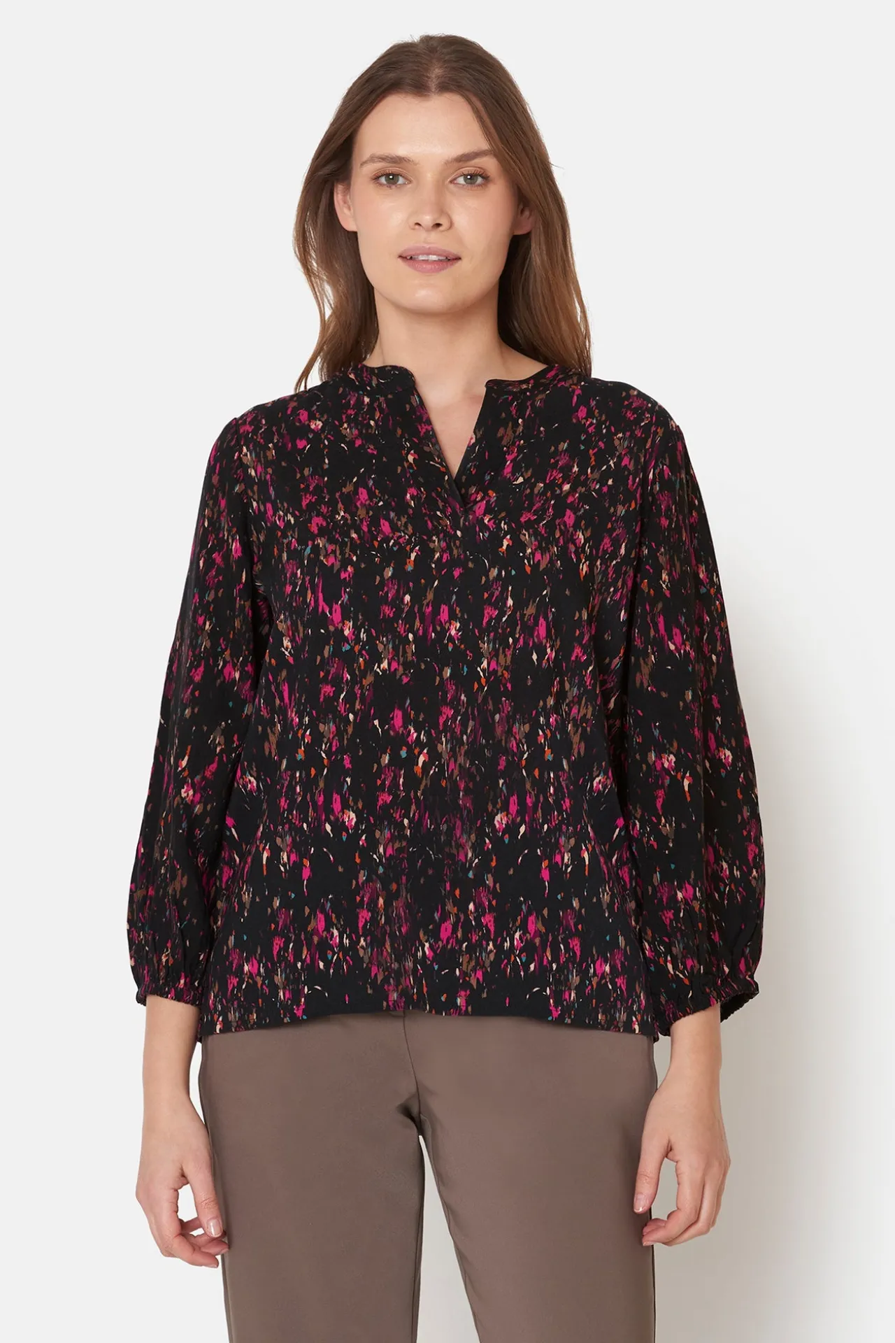 rmet_bluse__sort_mix_0.webp 3/4 ærmet Bluse - Sort Mix