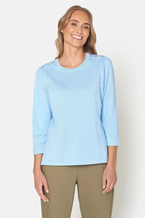 3/4 ærmet Pullover - Blue Mist