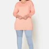 3/4 ærmet Pullover - Coral Melange