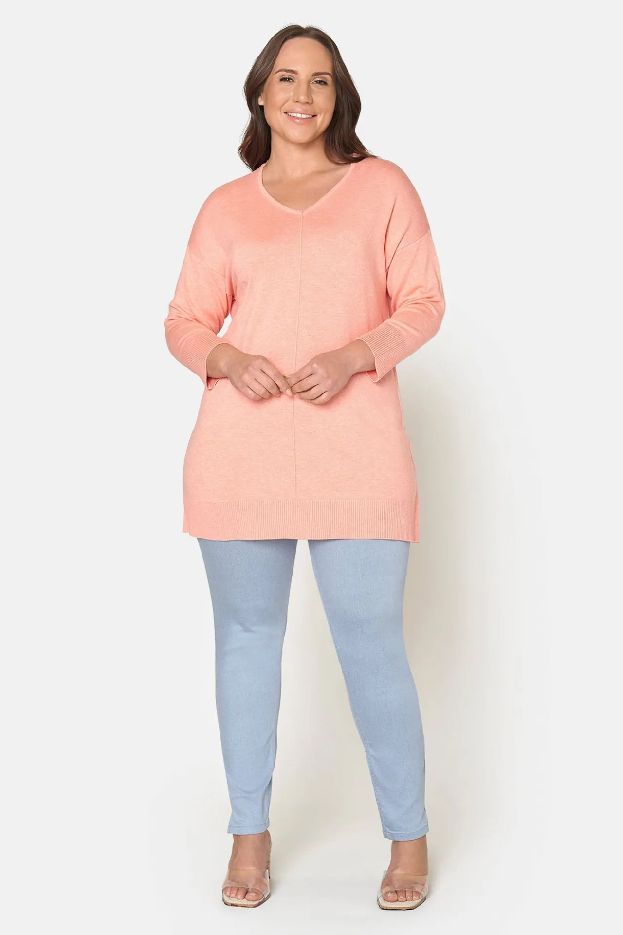 rmet_pullover__coral_mel_0.webp 3/4 ærmet Pullover - Coral Melange