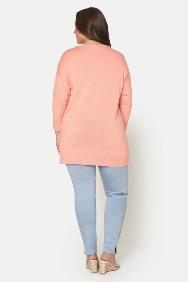 3/4 ærmet Pullover - Coral Melange