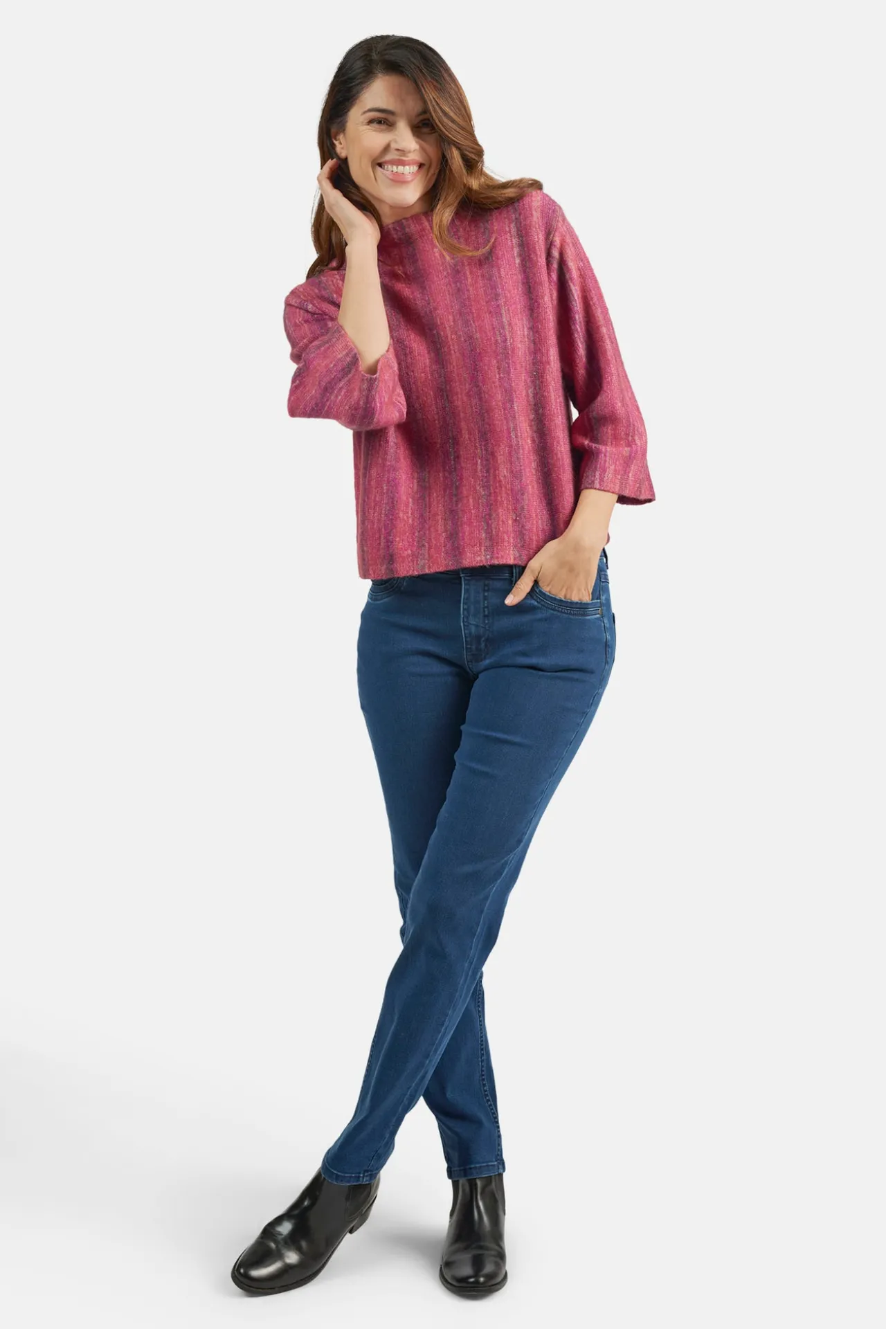rmet_pullover__fuchsia_r_1.webp 3/4 ærmet Pullover - Fuchsia Rød
