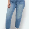 Selma Straight Ben 7/8 Jeans - Vasket Blå Denim
