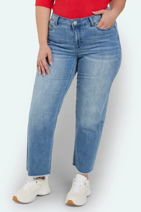 Selma Straight Ben 7/8 Jeans - Vasket Blå Denim