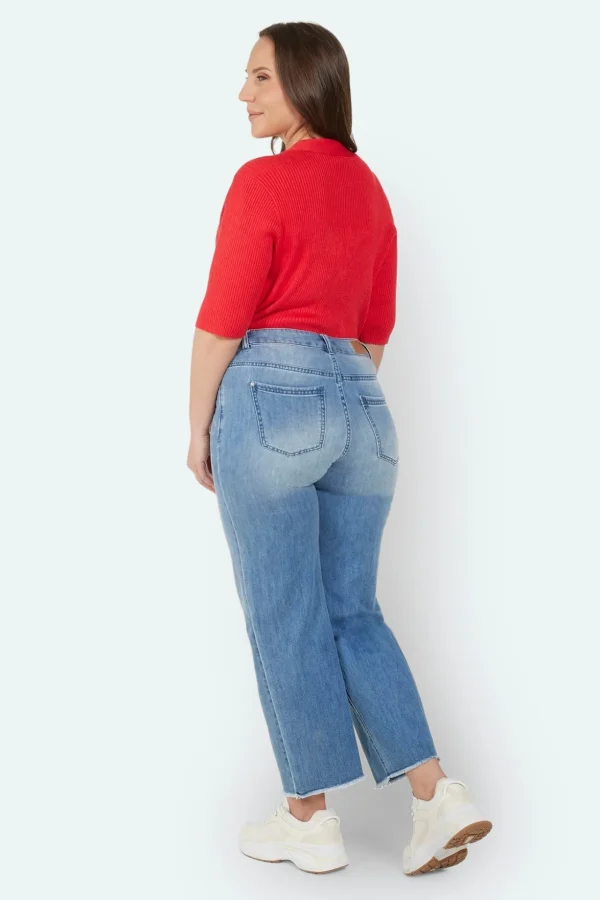 Selma Straight Ben 7/8 Jeans - Vasket Blå Denim