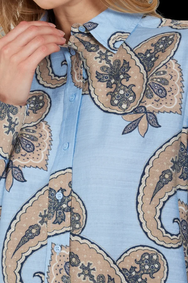 Skjorte - Lyseblå - paisleyprint