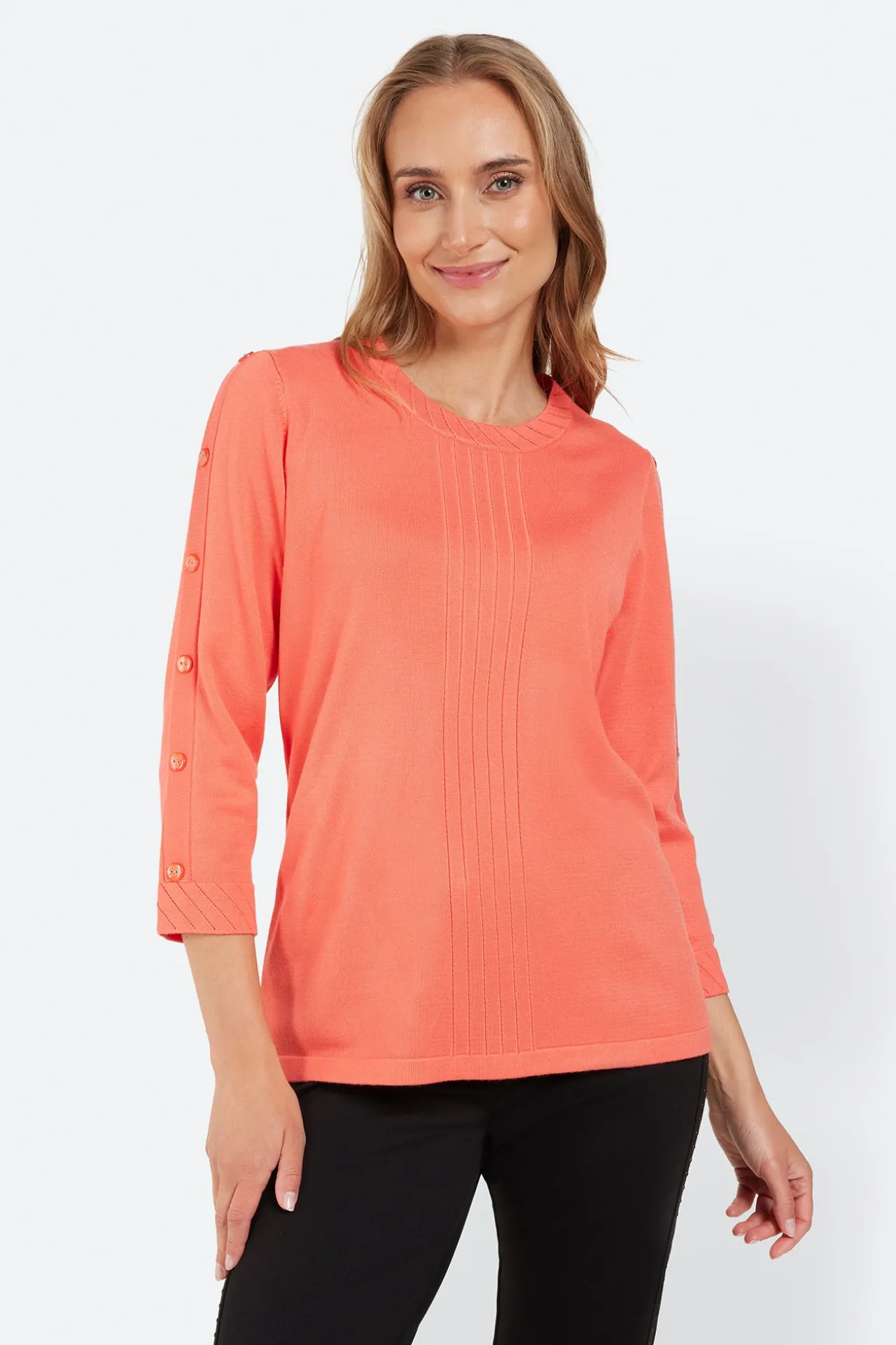 sleeve_pullover__melon_0-1.webp 3/4 Sleeve Pullover - Melon