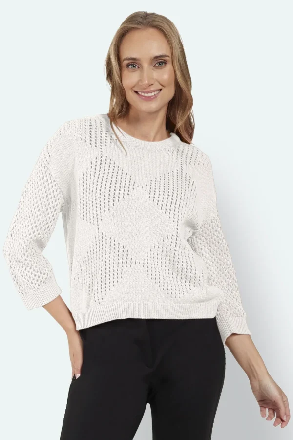 3/4 Sleeve Pullover - Off White