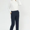 Sofie Bukser Med Elastikbånd I Taljen - Navy - Slim fit