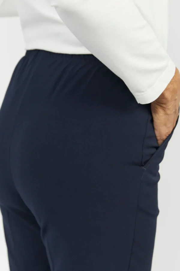 Sofie Bukser Med Elastikbånd I Taljen - Navy - Slim fit
