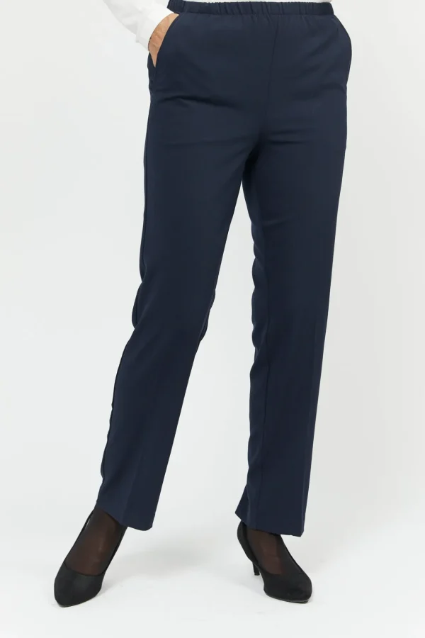 Sofie Bukser Med Elastikbånd I Taljen - Navy - Slim fit