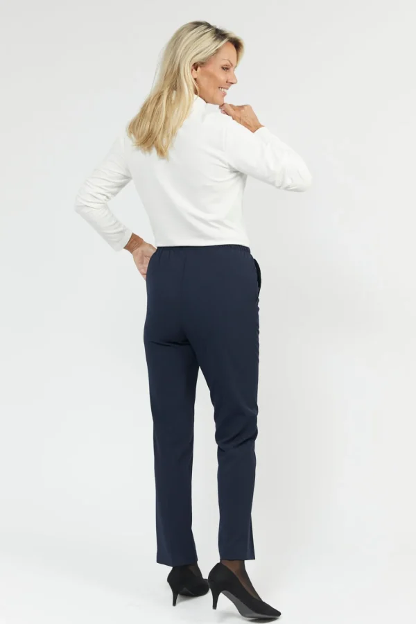 Sofie Bukser Med Elastikbånd I Taljen - Navy - Slim fit