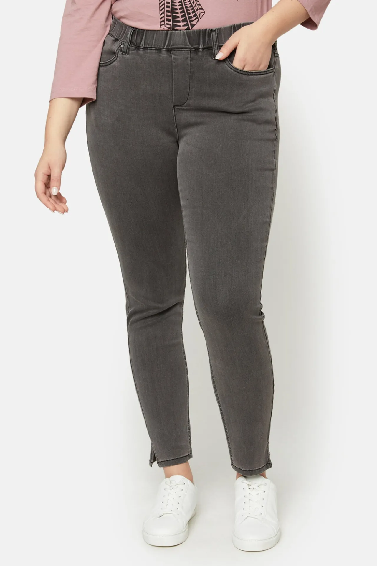 stretch_denim_bukser_med_0-4.webp 7/8 Stretch Denim Bukser Med Elastisk Linning - Grey denim