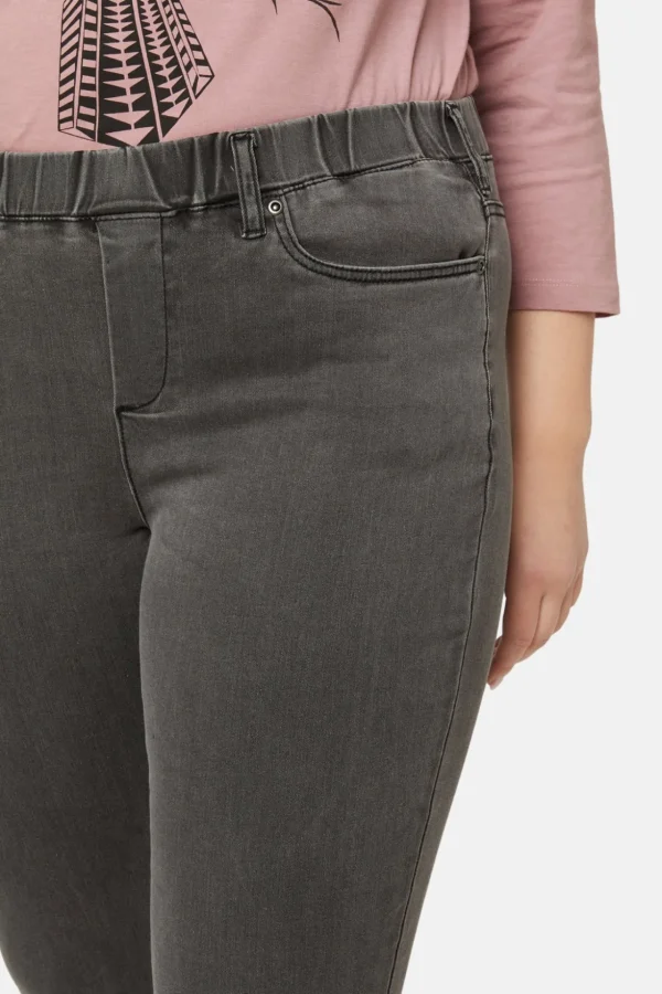 7/8 Stretch Denim Bukser Med Elastisk Linning - Grey denim