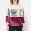 Stribet T-shirt med 3/4 ærmer - Pink